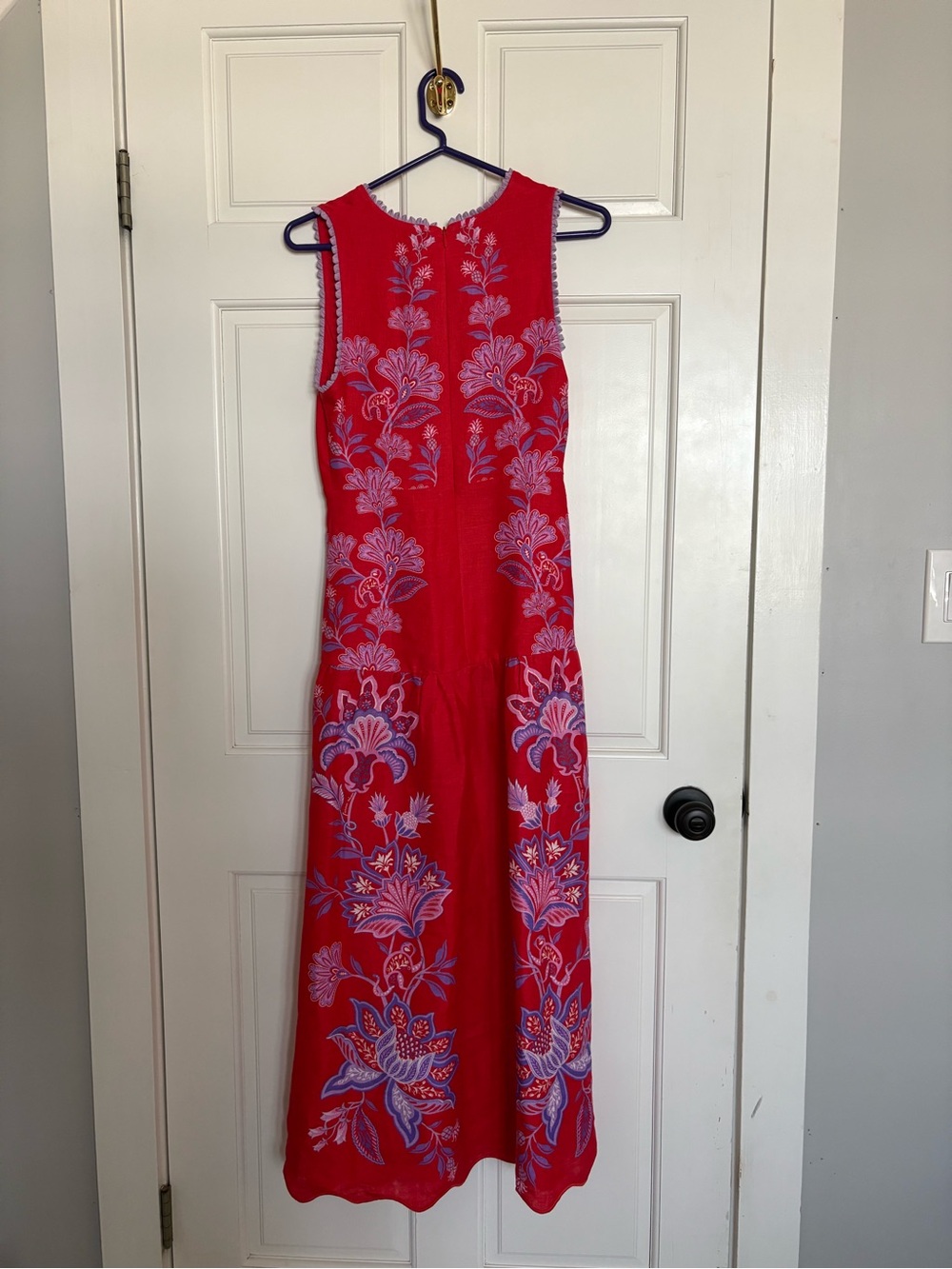 Farm Rio Porcelain Garden Red Linen A-Line Dress - Picture 9 of 10
